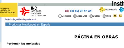 Instituto Nacional de Consumo: Productos Alertados