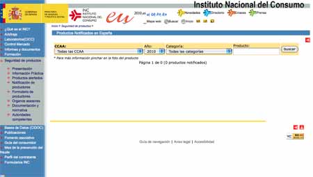 Información del Instituto Nacional de Consumo
